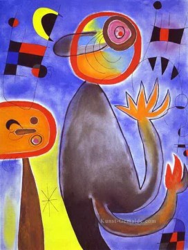 Joan Miró Werke - Leitern überqueren den blauen Himmel in einem Rad des Feuers Joan Miró